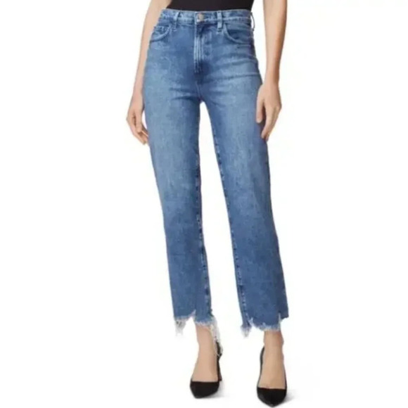 J Brand Denim - J Brand Blue Jules High Rise Straight  Jeans In Sympathy Destruct size 28